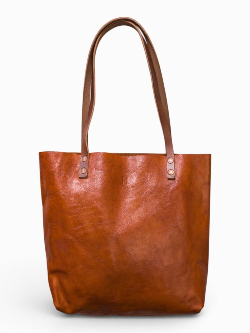 J.H. Leather Co. Handmade Veg-Tan Tote, Made in Wales (11x12x4.5")